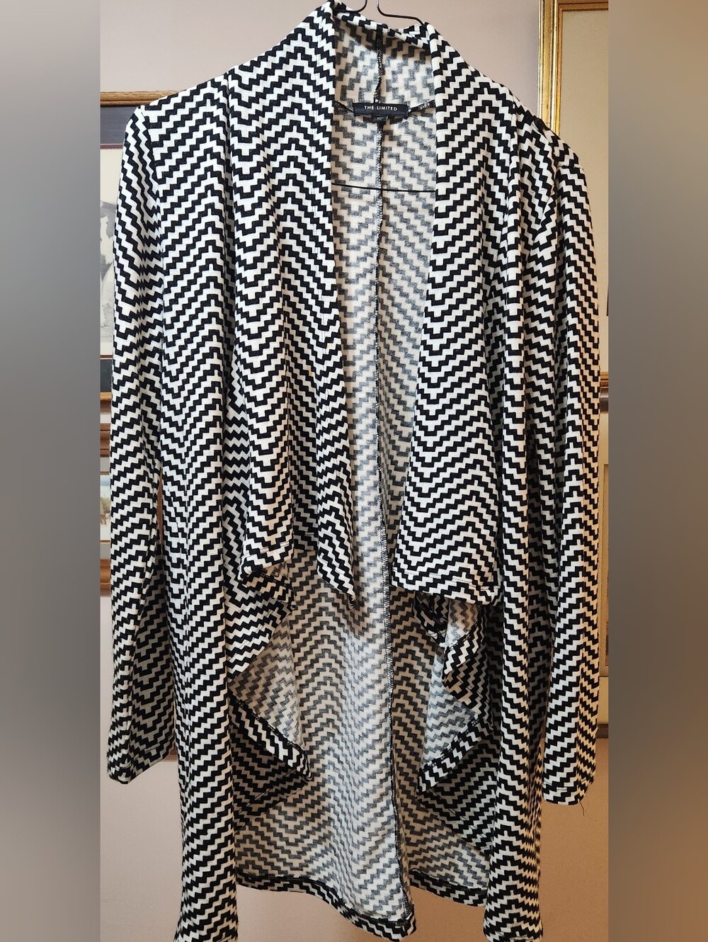 The Limited Black and White Chevron Cardigan